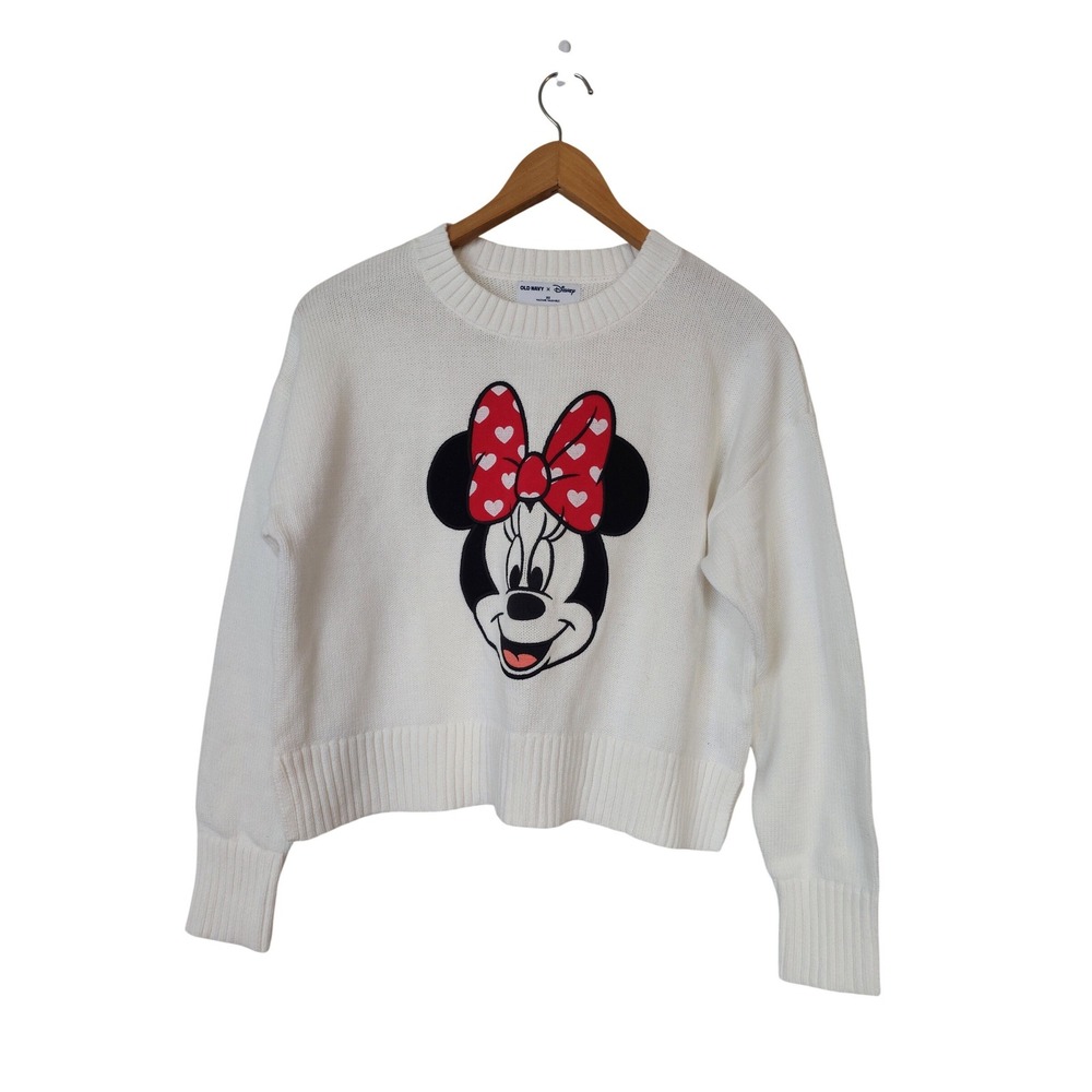 Old Navy Disney Minnie Mouse White Cotton Knit Sweater Size‎  XS  Pullover